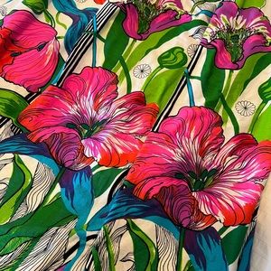 Vintage wrap skirt - vibrant floral/black/white